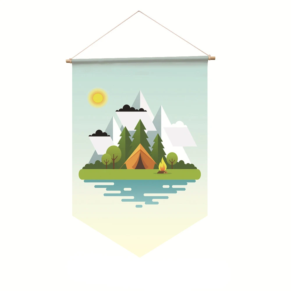 Customize Various Themes Flags Linen Pennant Decorative Hanging Flag for Football Club Christmas Halloween Camping