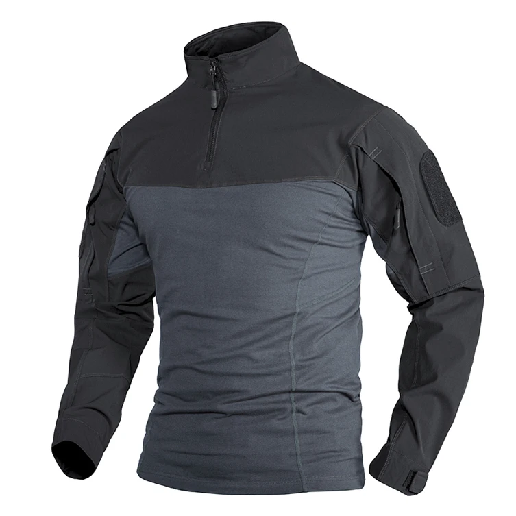 Manufacturers for Customs Clothes Mens Long Sleeve Crew-Neck Tactical T-shirts, Elastic Ripstop Hunting Combat Tops Nylon Tees
