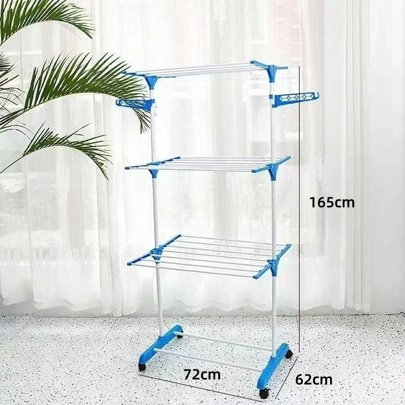 Wholesale Airfoil Foldable And Removable Hanging Rack Three-layer Extendable Clothes Drying Rack Versatile Standing Towel Rack