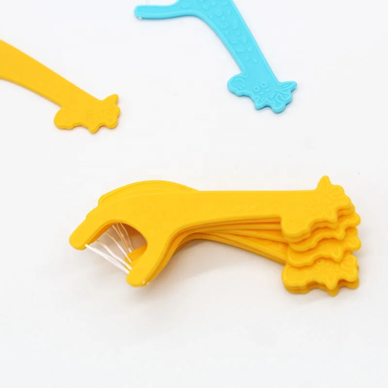 100% PLA Biodegradable Material Cartoon Giraffe Design Dental Floss Pick Eco-Friendly Dental Floss Toothpick Manufacture