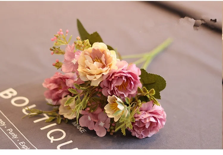 
Indoor Home Decoration Outdoor Plant Wedding Centerpieces Gorgeous Bloom Clusters Stems Silk Artificial peony Flowers Bouquets 