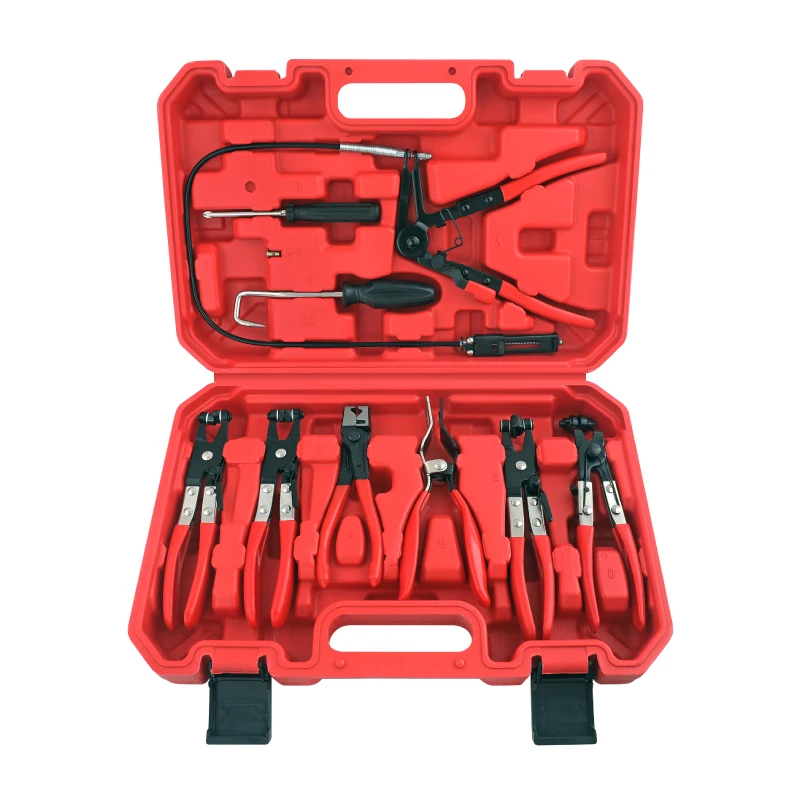 9pc Hose Clamp Pliers Auto Garage Mechanics Set for Fuel, Oil & Water Tubes and Lines Repair and Removal