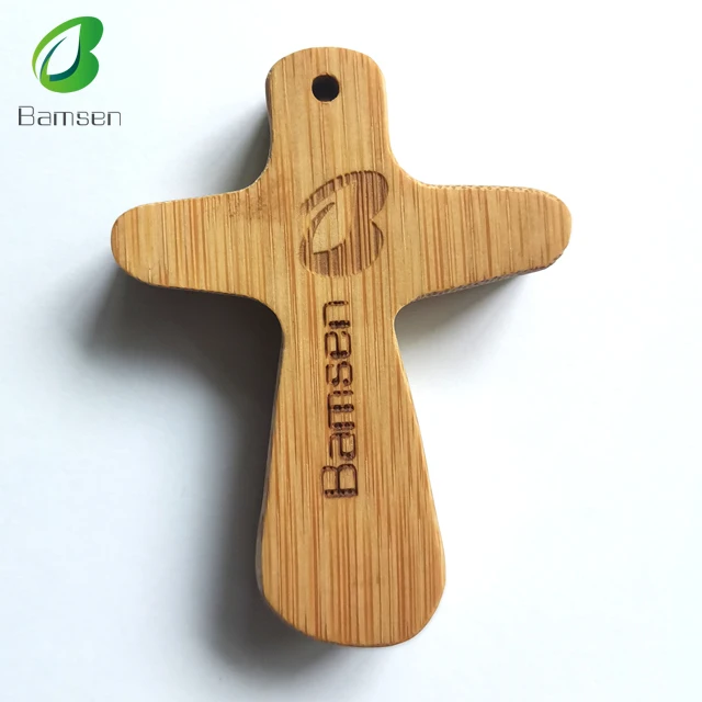 Hand made bamboo wood cross small comfort crosses fine prayer holding crosses for Christian Gift