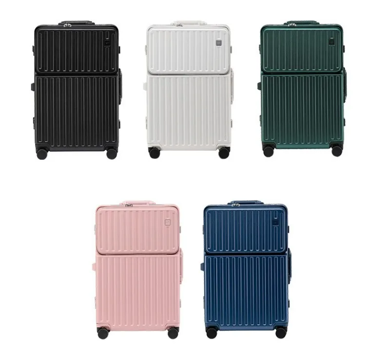 fast shipment Matte Texture Pink color PC Hardside Expandable pocket open front Luggage with USB charging Port