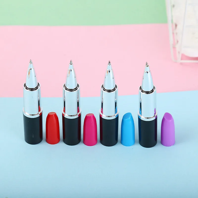 Cute Ballpoint Pen Creative Lipstick Pen for School Office Supplies Stationery Colored Ball Pens