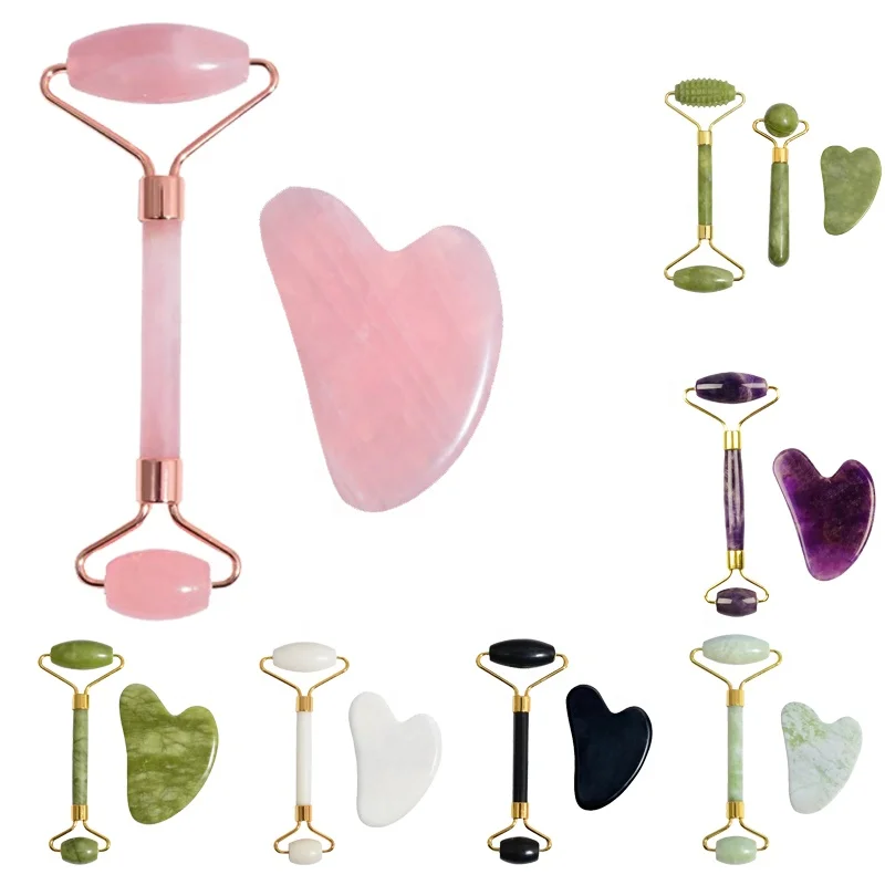 Hot Sales Skin Care Tools Custom 100% natural crystal green jade roller facial for face facial massage