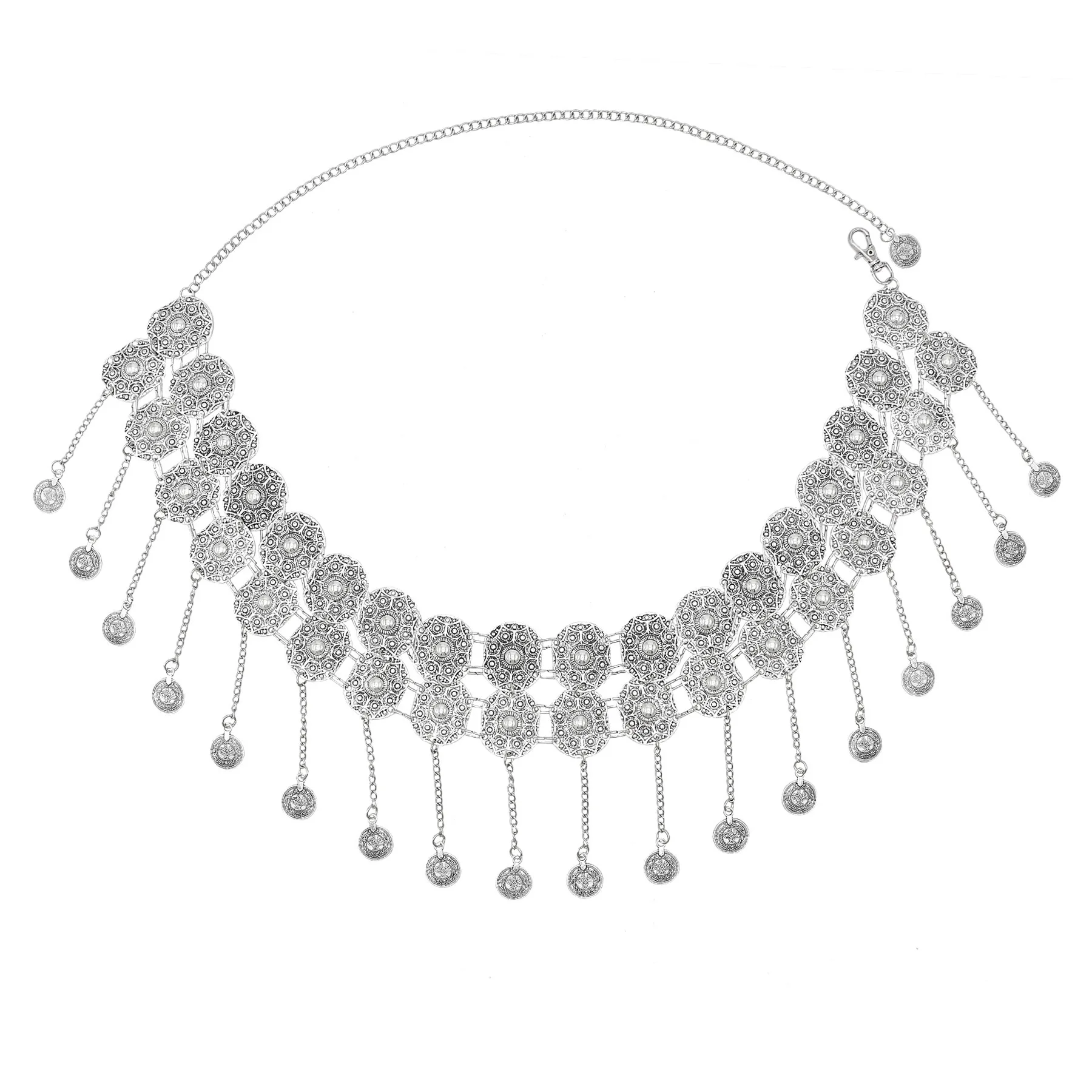 National Style Long Double Fringe Waist Chain Belly Beach Dance Decorated  Body Chain Belt