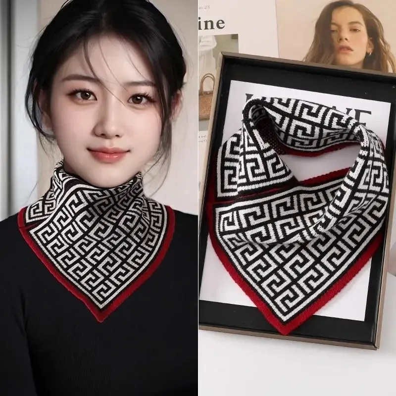 Polyester velvet  kilobirdseye Checkered Korean patterns unisex thick warm Tie scarf  Warm Accessories Triangle Scarf for winter