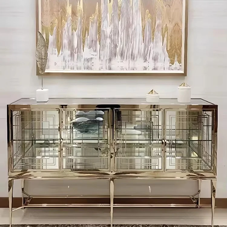 Italian glass side cabinet minimalist living room  Porch storage cabinet against the wall wine cabinet