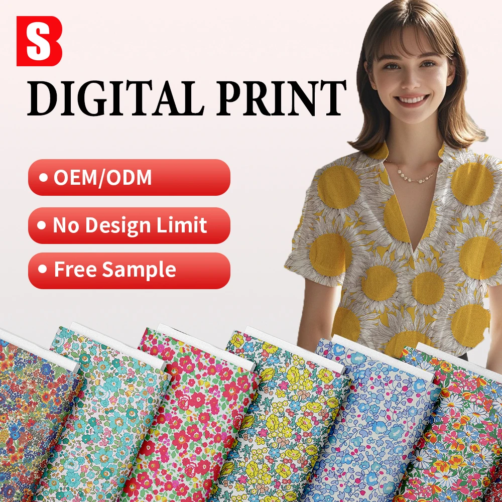 80s New Fashion Liberty London Tana Lawn Organic Cotton Fabric Hello Sunshine Series Design Floral Pattern Printed For Shirts