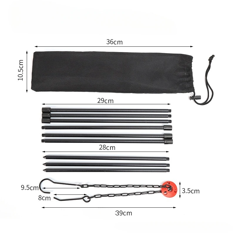 Outdoor Camping Gear Picnic Cookware Portable 3 Segments Aluminium Alloy Tripod Camping Equipment Fire Pot Hanging Bracket