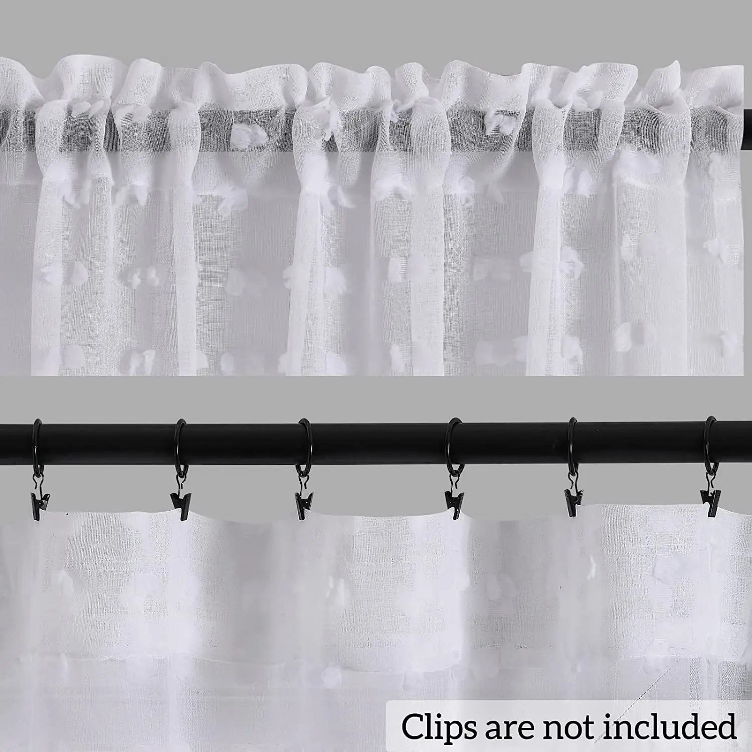 White Sheer Curtains for Living Room Bedroom White Farmhouse Boho Drapes White Pom Pom Curtains Rod Pocket