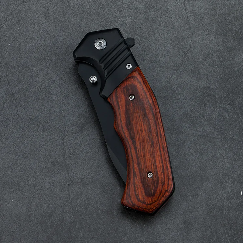 Hot Sale Manufacturer Custom Trending Product EDC Survival Camping Gear Wooden folding knife wood handle outdoor knife
