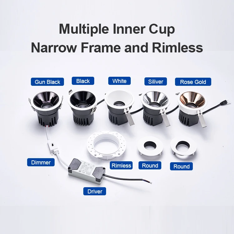 LED down light 5w 7w 12w 15w 18w 24w recessed led downlight spot light cylinder down light adjust for hotel