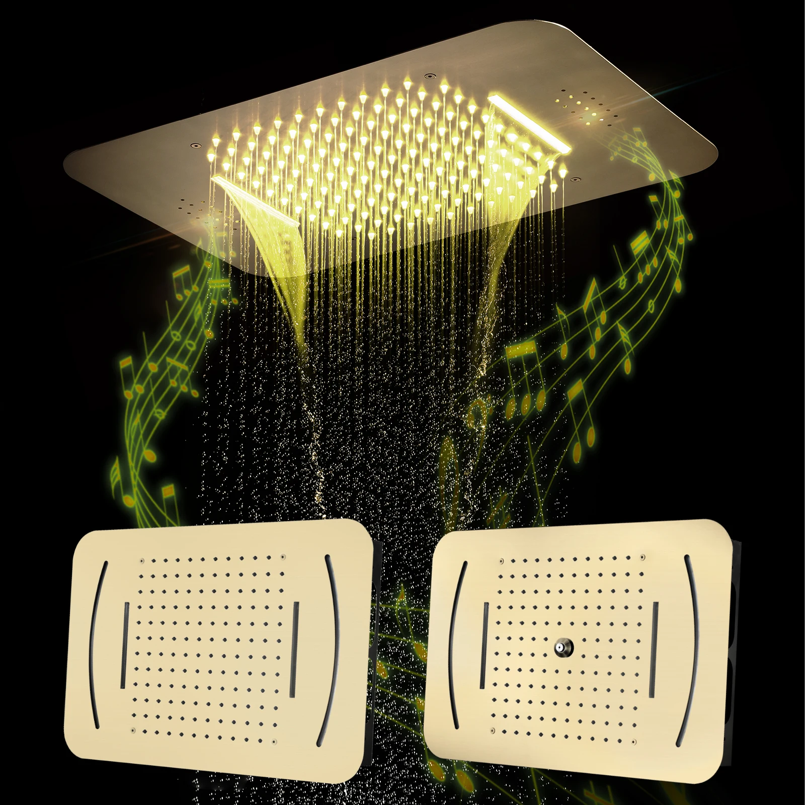 Luxury Colorful Ceiling Mounted 23*15 Inch LED ShowerHeads  with Music System Rain and Waterfall Shower Bathroom Shower Head