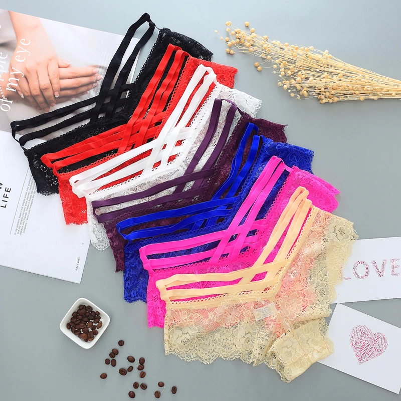 Hot Fashion Women Panties Sexy See Through Lace Ladies Thongs for sale