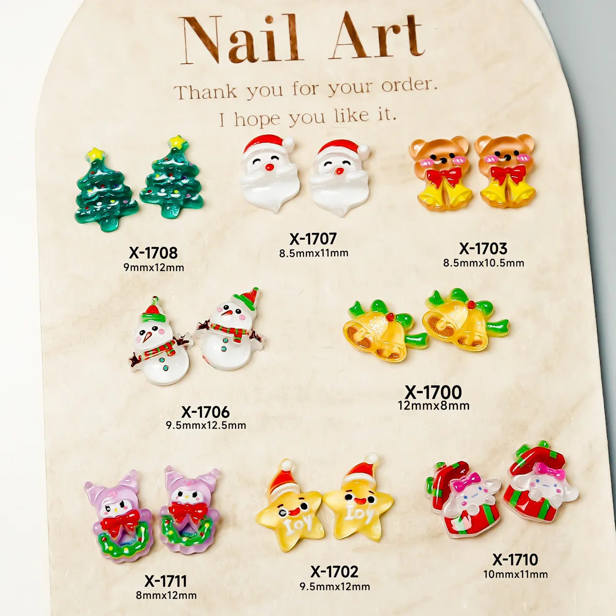 Christmas resin nail art accessories cartoon Christmas tree snowman reindeer socks candy DIY handmade nail decorations