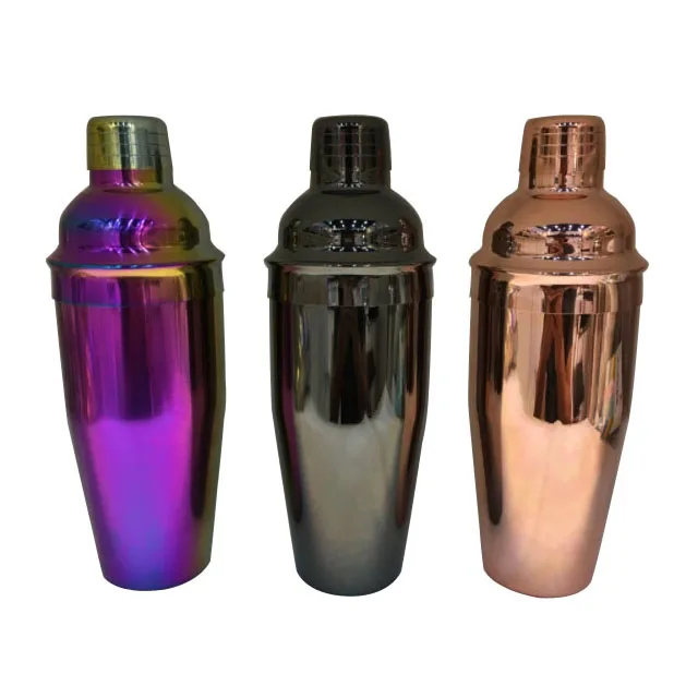 stainless steel custom logo shaker bottle copper plated cocktail shaker