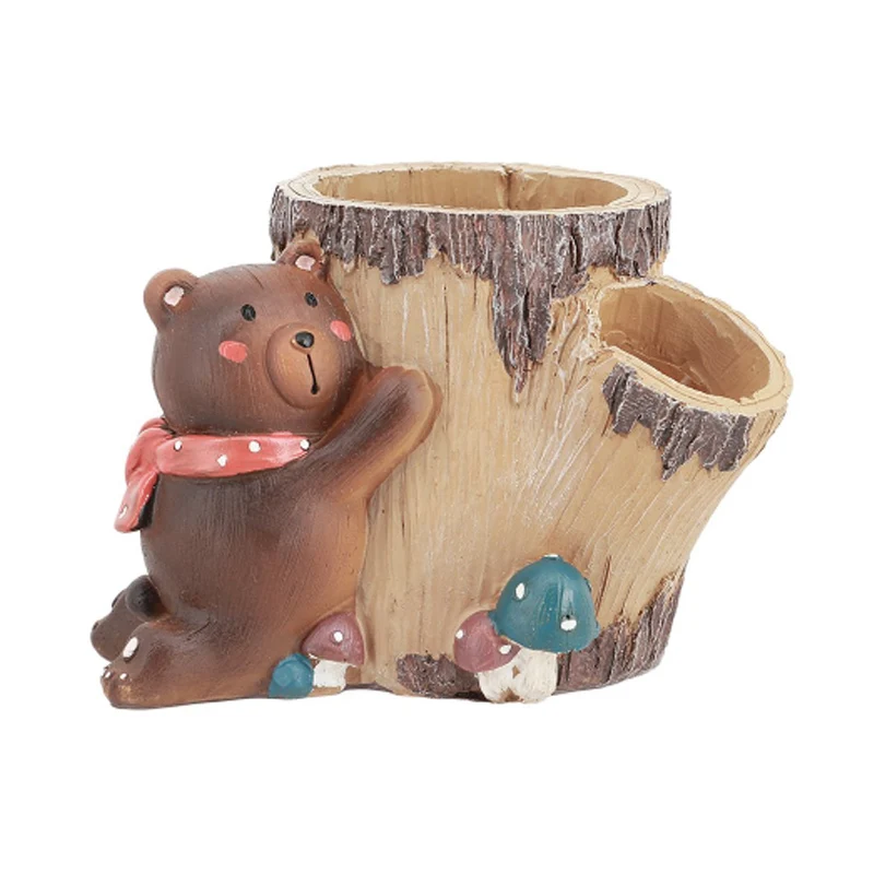 Cute Bear Animal Shape Resin Cactus Planter Pot Container Succulent Pots for Home Decor