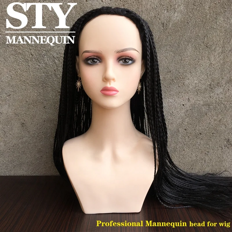 PVC Mannequin Head with Shoulders Female for Wig Display African American Manikins Head Realistic Mannequins Head and Bust