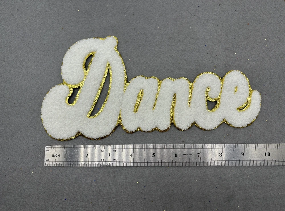 2024 Custom iron on game day chenille letter patch Dance large size  holiday chenille patch wholesale chenille patches