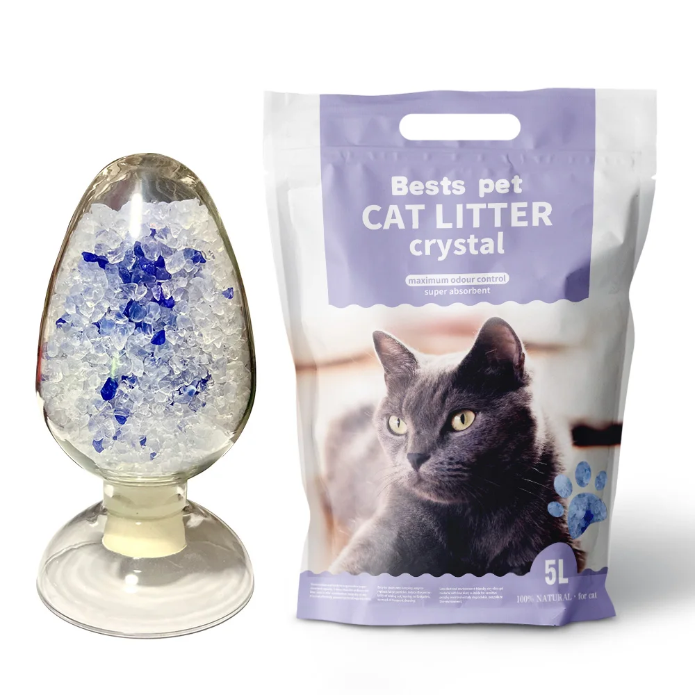 Highly Absorbent natural Micro crystal cat litter 3.8L Non Clumping Silica Gel Crystal cat litter sand
