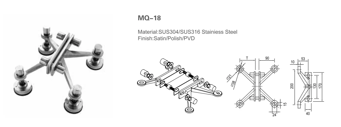 Стеклянный зажим из нержавеющей стали