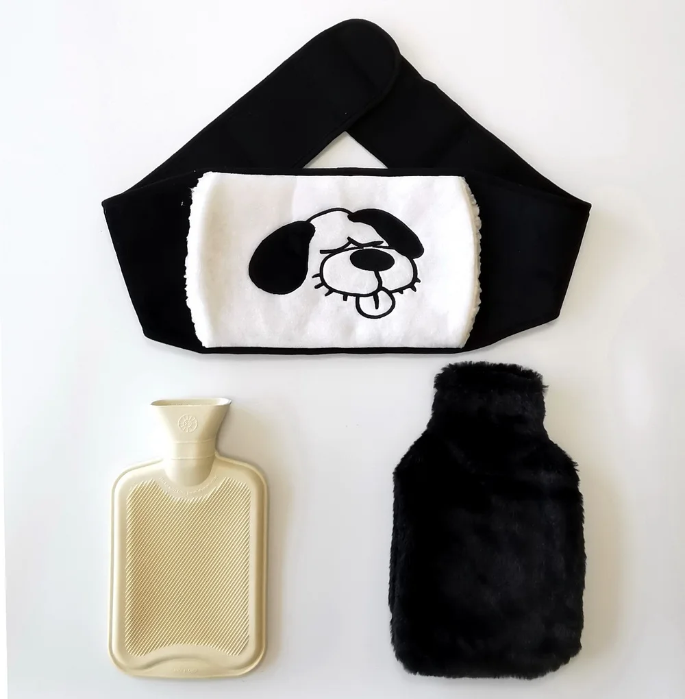 Rubber Hot Water Bottle with Printed Belt and Plush Cover, Heating Pad For Back Pain, 1.5L Capacity Hot Water Bottle