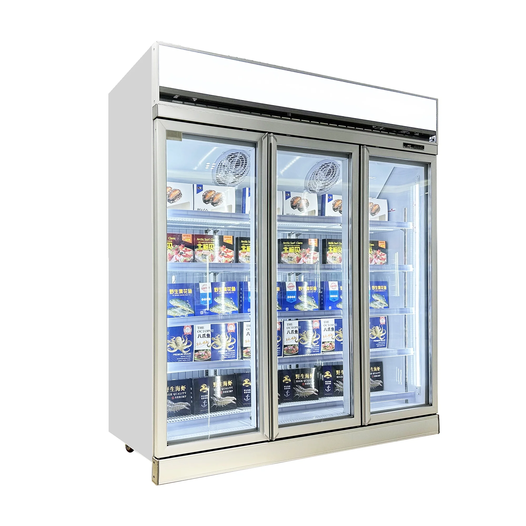 3 Door Ice Cream Vending Machine Refrigerator Side By Side Window Display Cabinet Smart Fridge With Screen
