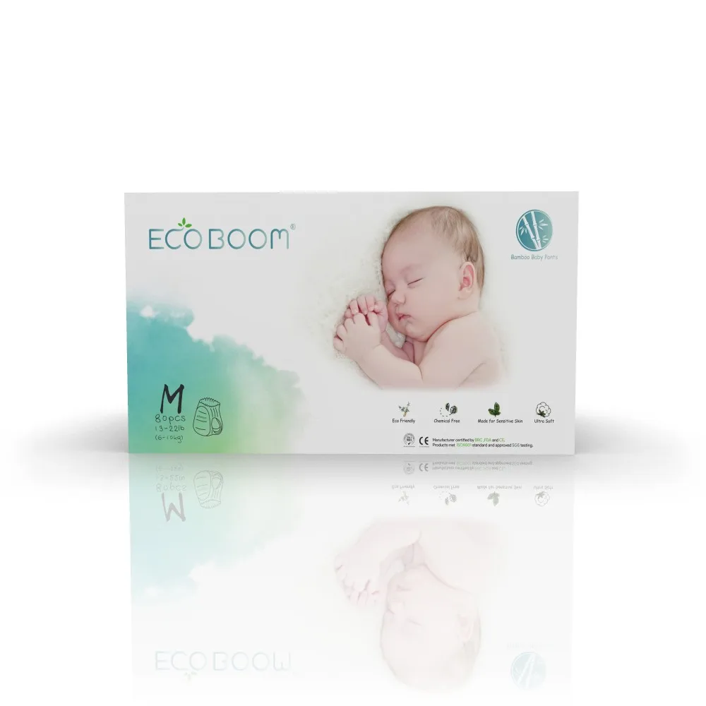 Биоразлагаемые одноразовые органические детские подгузники ECO BOOM M на растительной