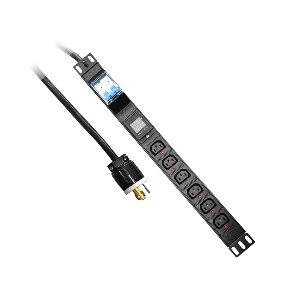 Алюминиевый металлический 6 выходов IEC C13 цифровой измеритель блок распределения питания PDU с L6-30P разъем