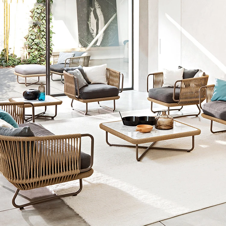 Modern outdoor Leisure wicker patio garden sitting set outdoor rattan garden sofa set