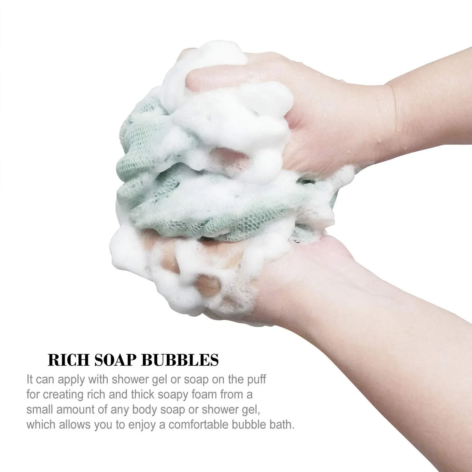 Long Stretch Back Sponge With String Handle Back Scrubber Bath Sponge Loofah Exfoliating Stretch Woven Loofah