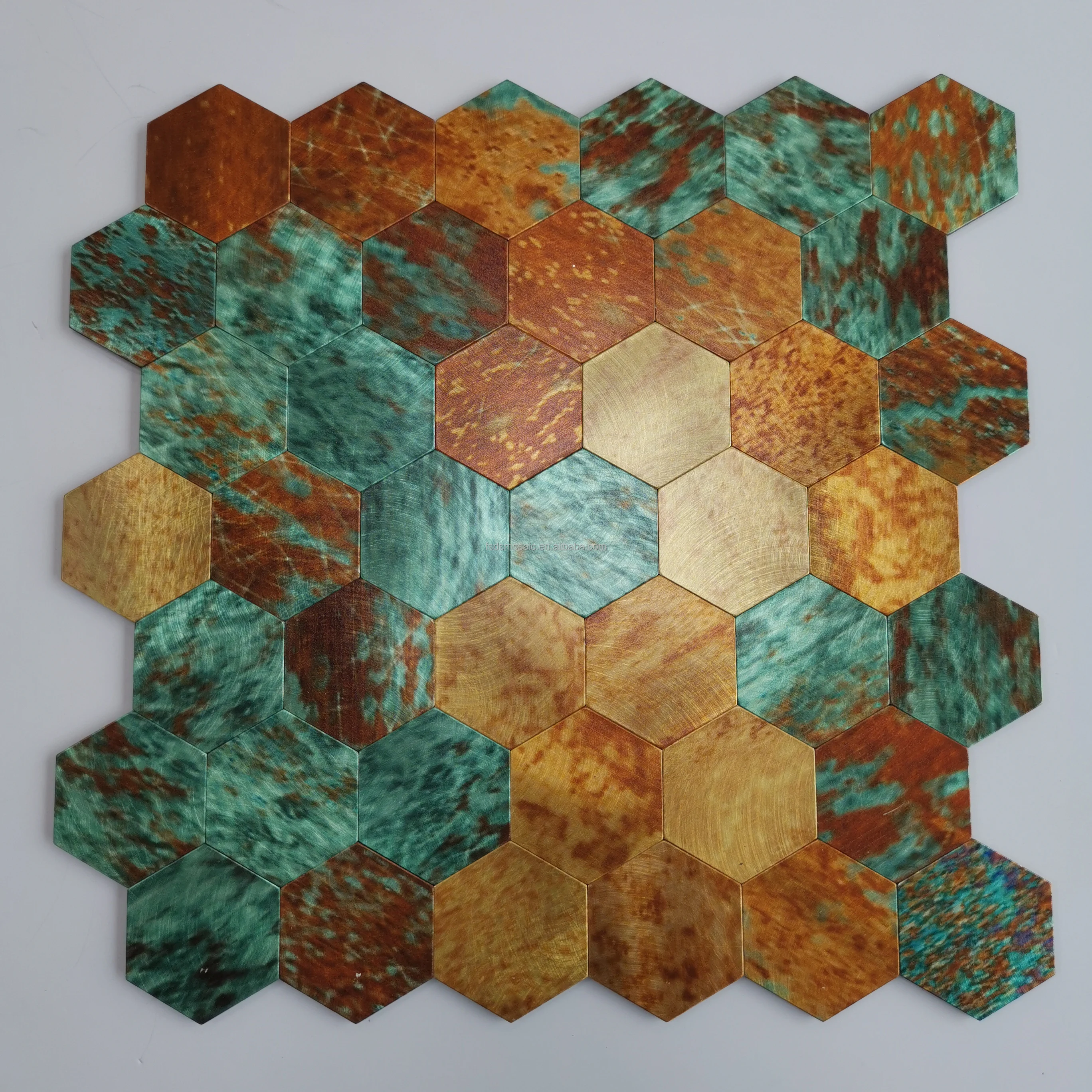 Cheap Price Peel and Stick Metal Mix Glass Mosaic Hexagon Tile for Kitchen