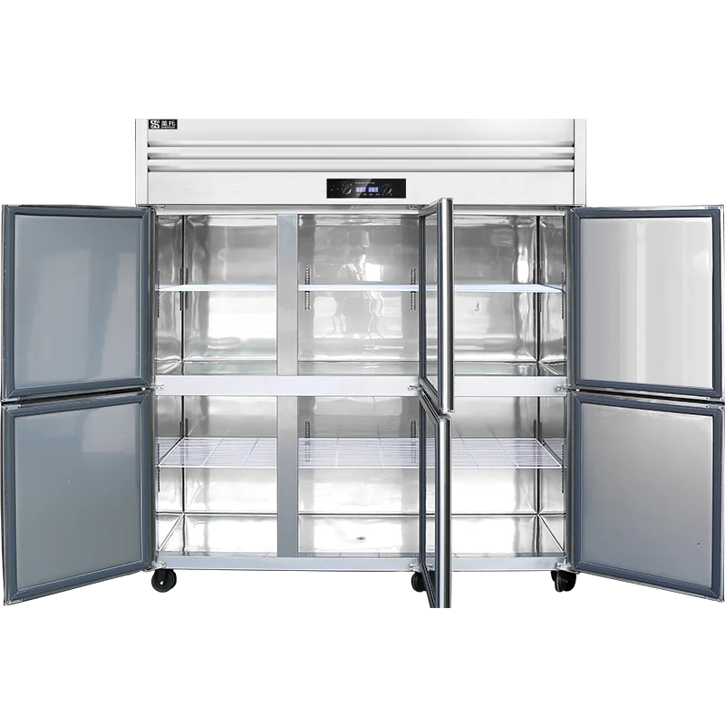 Большой коммерческий холодильник с логотипом на заказ морозильная камера из нержавеющей стали 4 дверцами