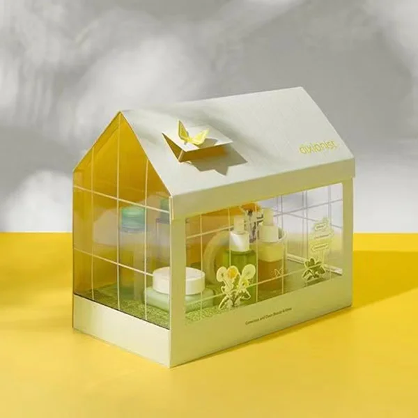 Romantic house cabin shape beauty cosmetics set serum box innovate unique makeup packaging