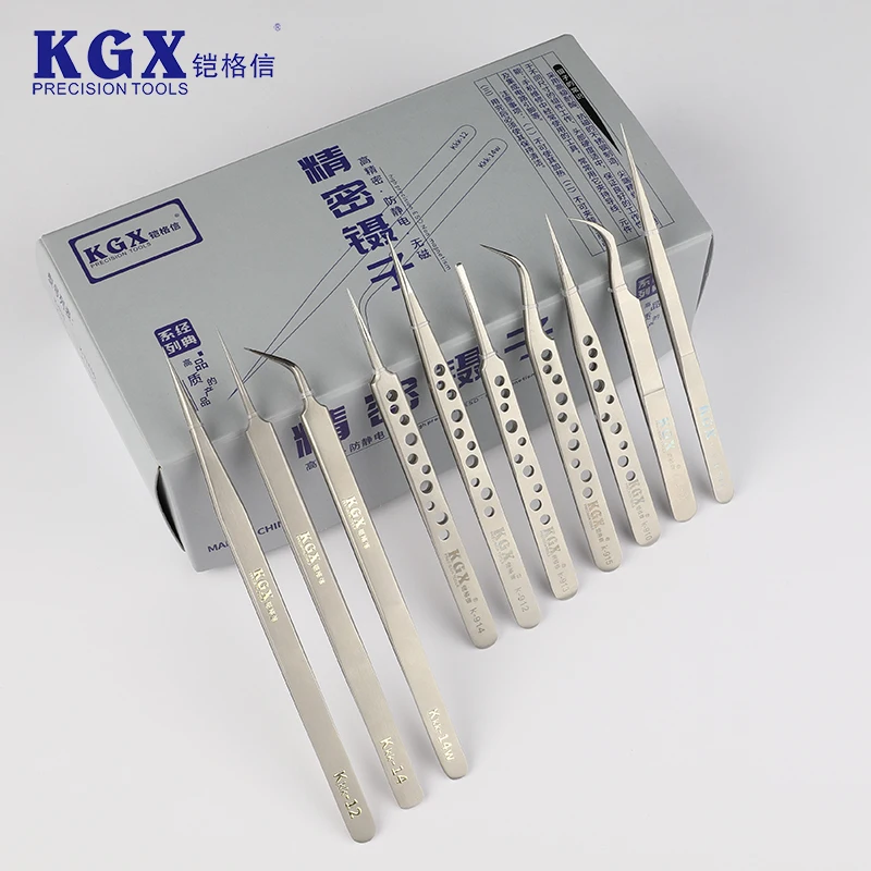 Kaigexin K-912 hand-polished Craft 201 hole stainless steel tweezers