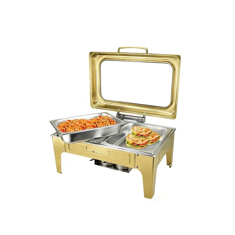 Newly Restaurant Buffet Chafer Hot Food Display Warmers Chafing Serving Dish With Mirror Cover
