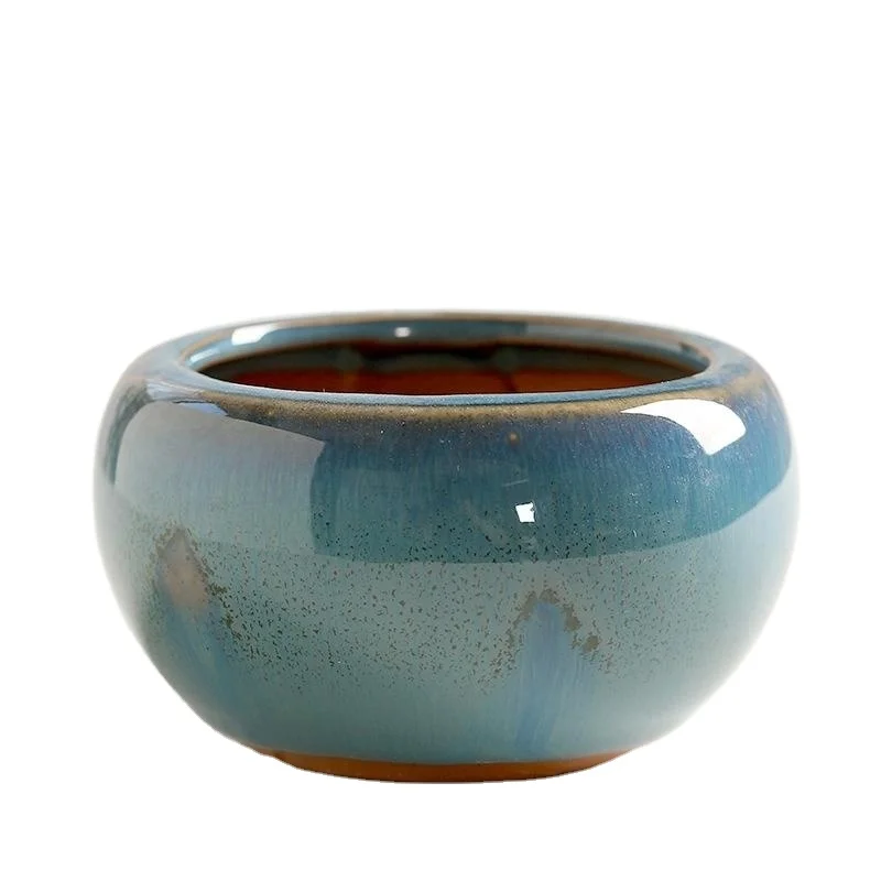 2025 New Factory High Quality Small Chinese Style Blue Glazed Ceramic Pot Indoor Succulents Ceramic Flower Pot Wholesale