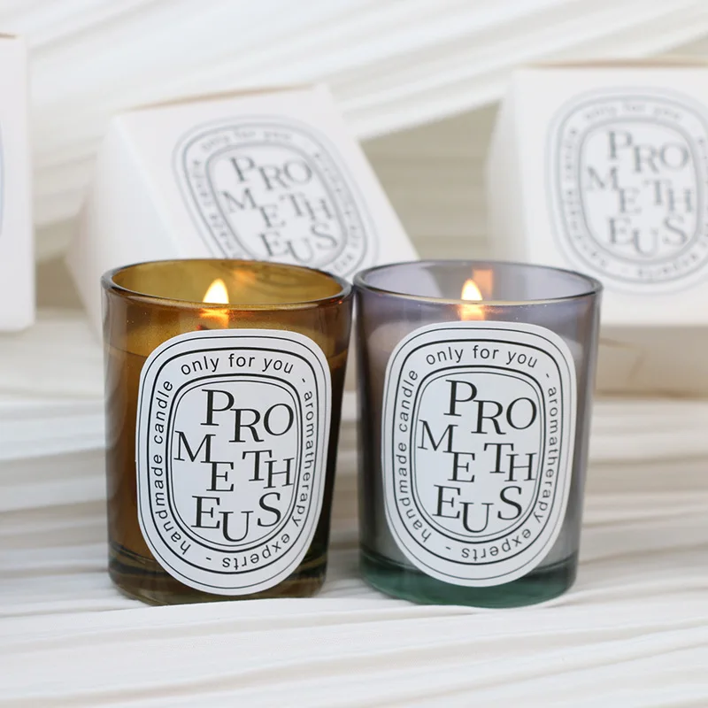 Big Size Wood Lid Matte Glossy Glass Aromatic Mini Big Large Tin Glass Soy Wax Scented Candles  Gift Set With Lid And Boxes Pack