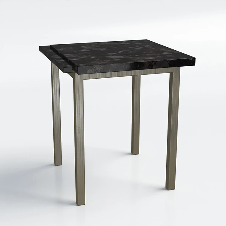 
Modern Nordic Design Living Room Square Marble Side Table with Stainless Steel Frame Base 