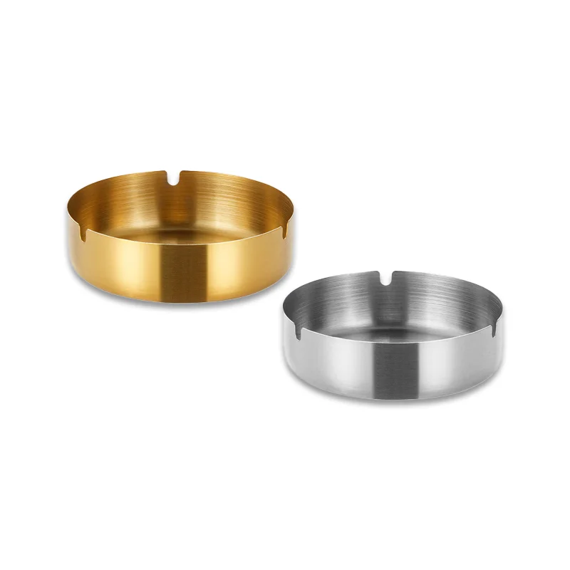 Creative Portable Pocket Cigarette Ash Tray in Gold Plated Stainless Steel for Travel Use