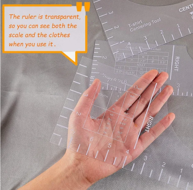 
T-shirt guide ruler 3-piece round neck calibration tool sewing ruler centering alignment tool ruler 