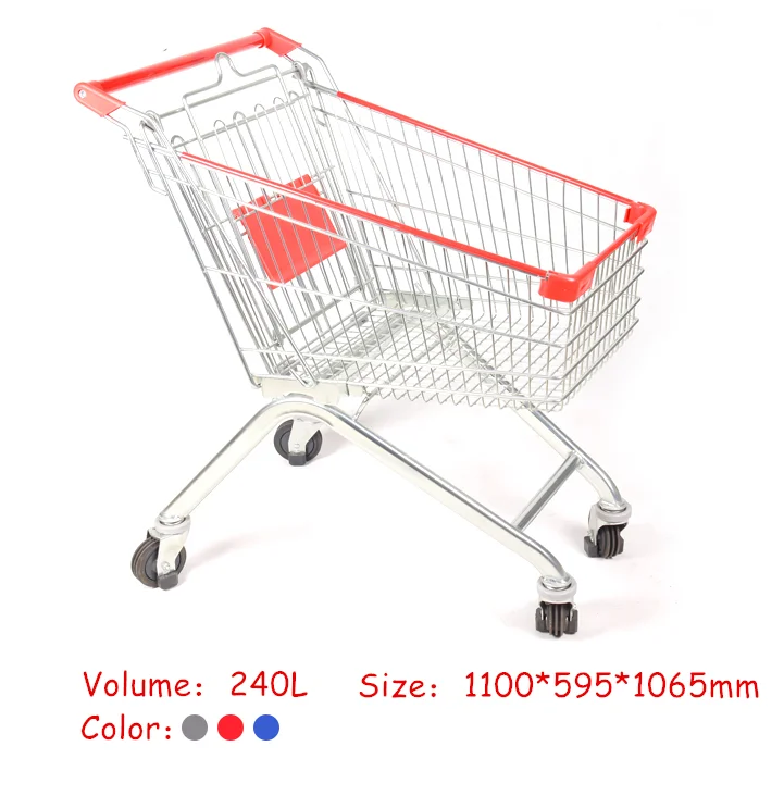 
Manufacturer hot sale European style rolling metal shopping trolley cart for supermarket 