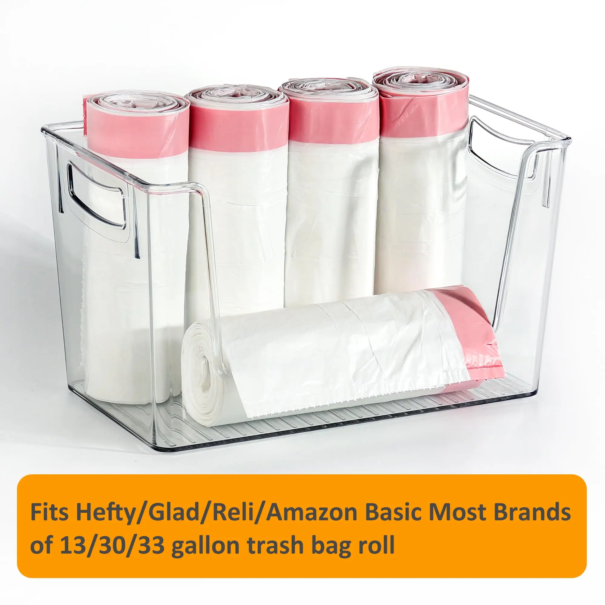 2 in 1 Trash Bag Dispenser Roll Holder 13 Gallon, Garbage Bag Storage Dispenser, Trash Bag Organizer Under Sink, Wall Mount Bamb