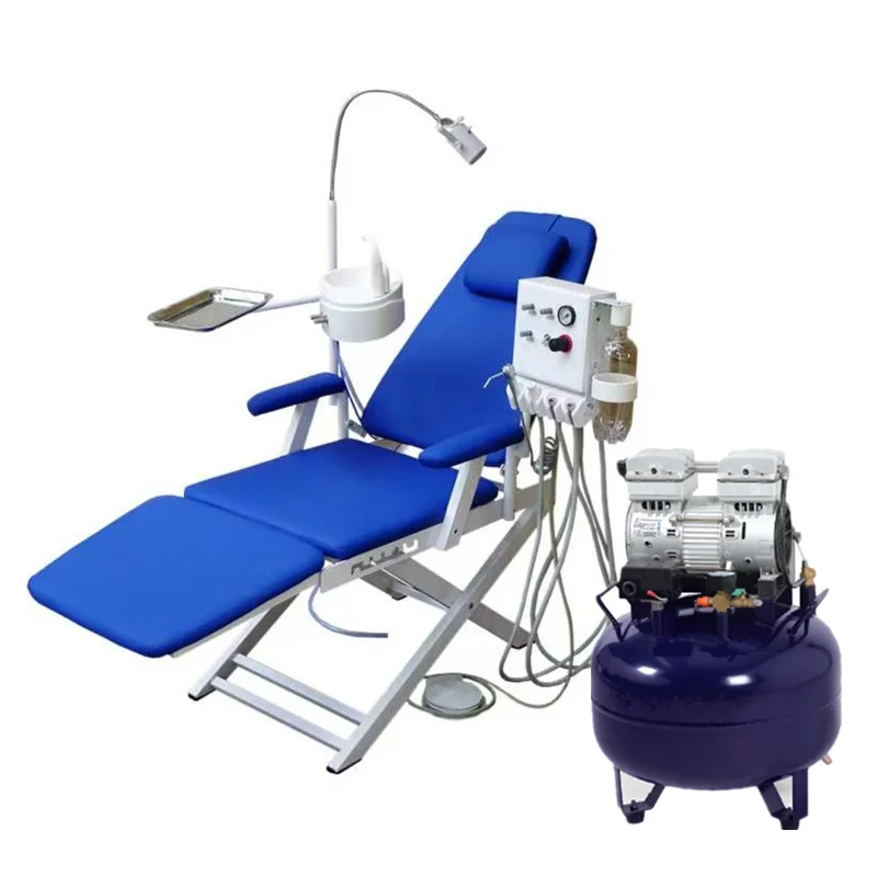 Wholesale New Dental Chair Unit Portable Folding Dentist Chair with Turbine Unit and Air Compressor