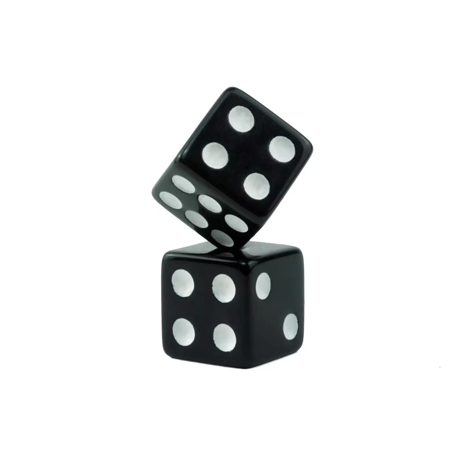 wholesale custom 10mm black acrylic dice with white dot square d6 sided with straight corner for casino card board games