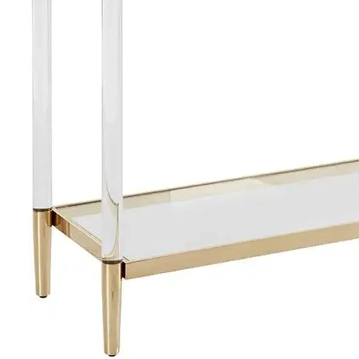 Luxurious Design Gold stainless steel tempered Glass top rectangle Acrylic Console Table