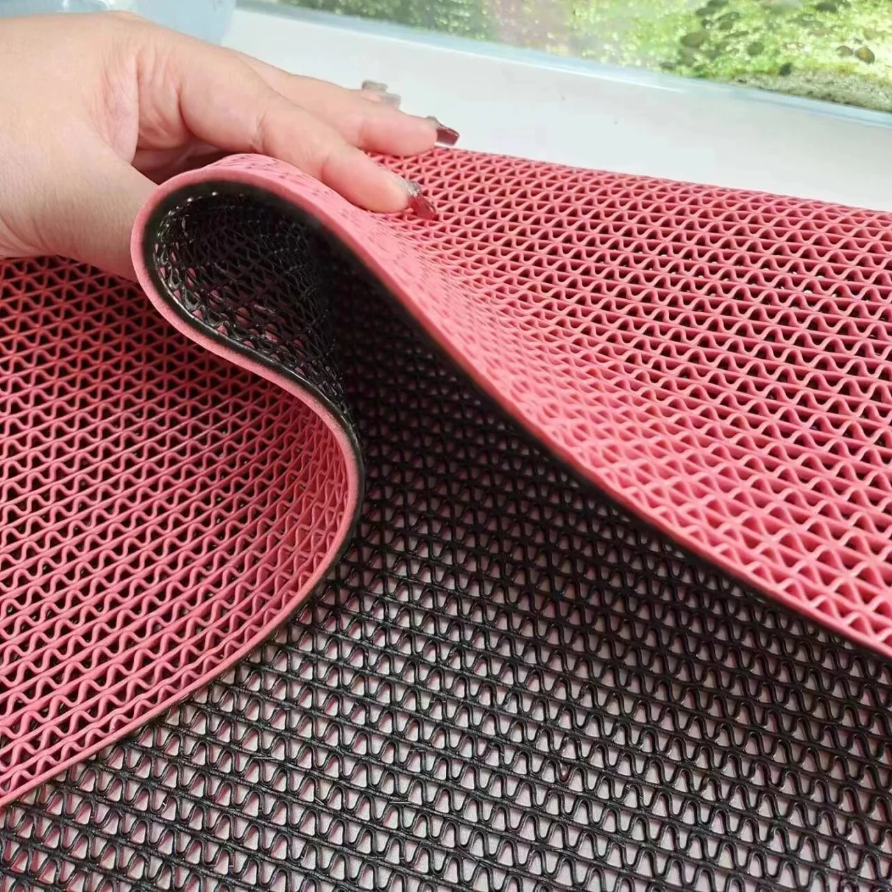 Drainage Mat for Floor Non Slip Commercial Matting Thick PVC Wet Area Carpet Indoor Outdoor S-Shaped Rubber Floor Tile Mat