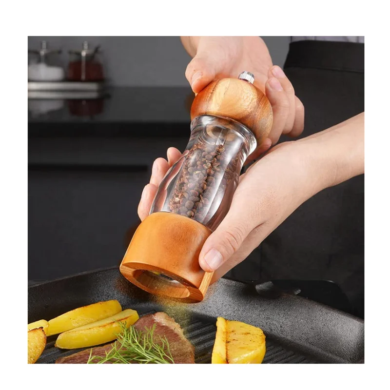 Amazon hot sale 6.5 inch salt&pepper mill grinder acrylic 6.5 inch manual pepper grinder  hand pepper grinder